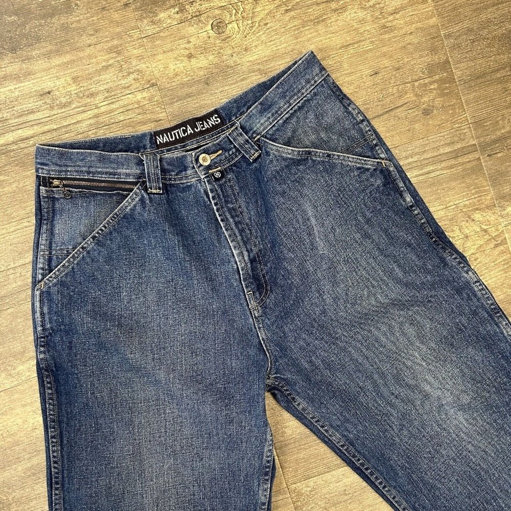 Vintage Nautica Jeans Men Size 34x32 Blue Baggy 90s Y2K Hip Hop Skate